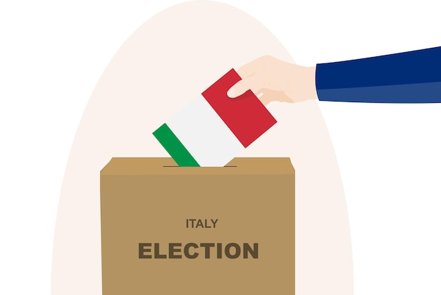 Italy vote concept man hand and ballot box election day Italy flag vector