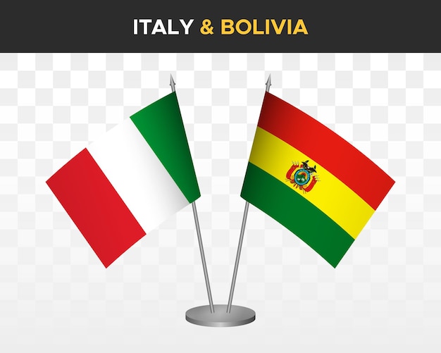 イタリア対ボリビア デスク フラグ モックアップ分離 3 d ベクトル イラスト イタリア テーブル フラグ