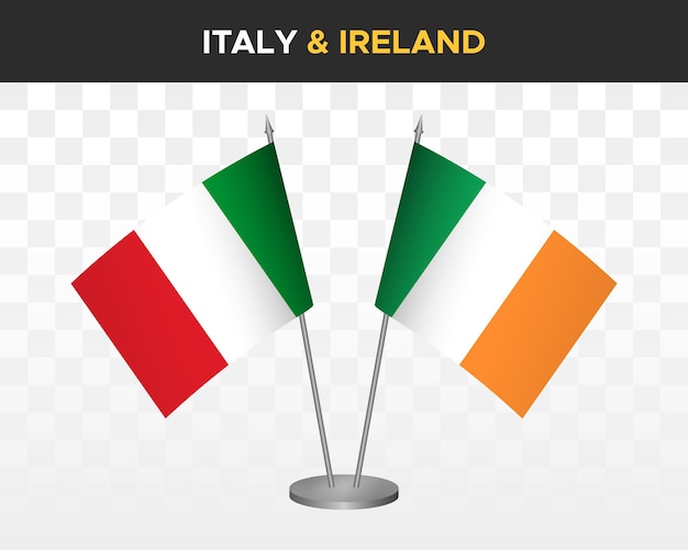 Premium Vector | Italy vs ireland desk flags mockup isolated 3d vector
