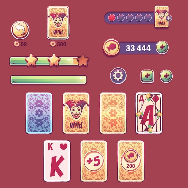 Vettore set di oggetti per il gioco match 3 da viaggio solitaire