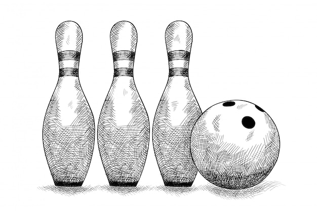 Items for bowling one ball and three skittles