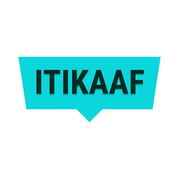 Itikaaf turquoise Vector Callout Banner met informatie over donaties en afzondering tijdens de Ramadan