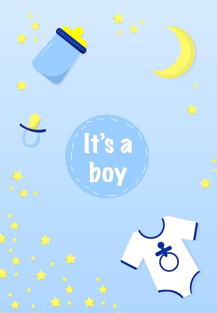Приветственная открытка для мальчика на векторную иллюстрацию родов