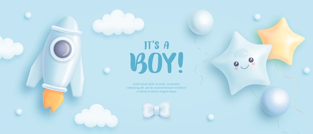 Vector its a boy baby shower background