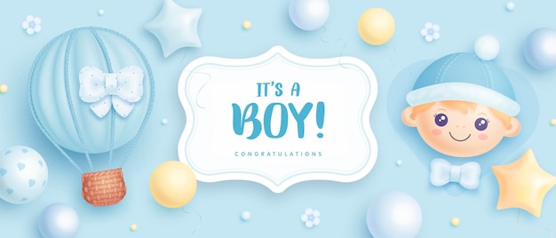 Its a boy baby shower invitation with lettering