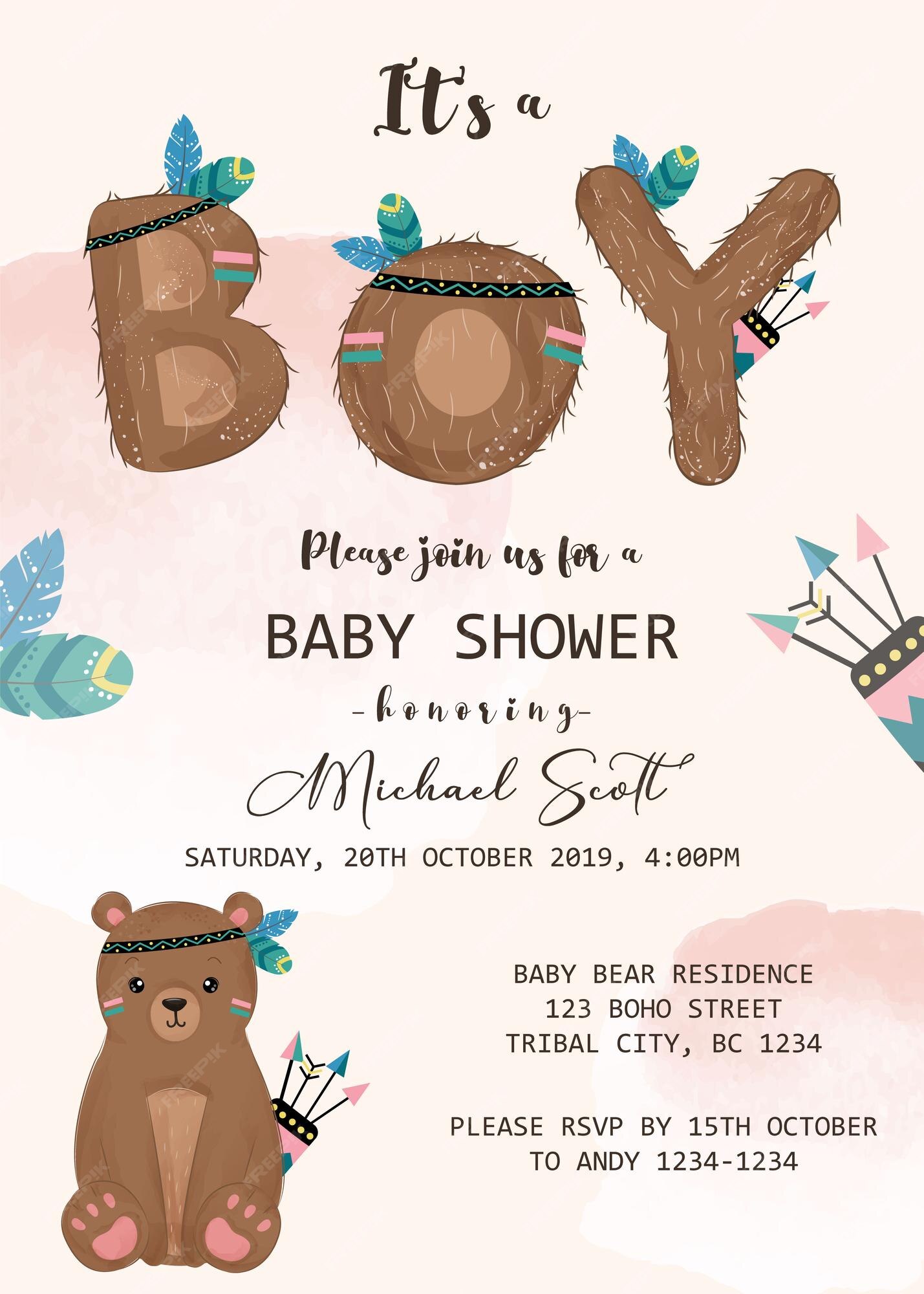 Tribal Baby Shower Invitation for a Boy