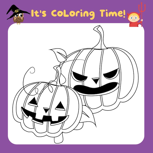 Its coloring time worksheet. Coloring Halloween worksheet page. Fun activity for kids