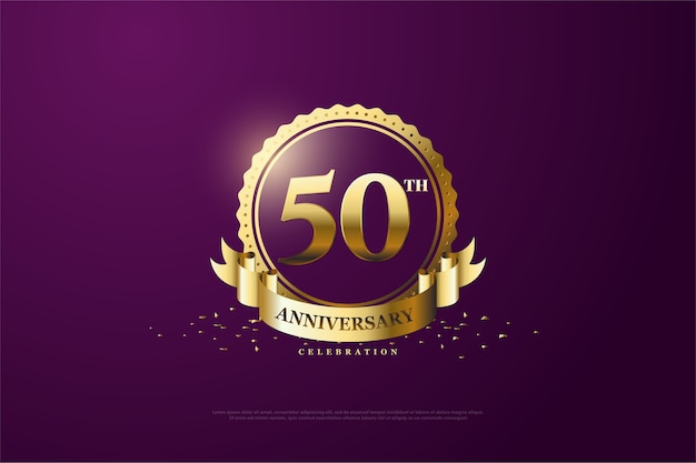 Its fiftieth anniversary with purple background and bright gold numbers