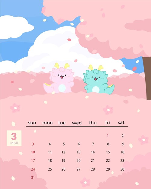 Premium Vector Its the Korean calendar in March 2024 with the