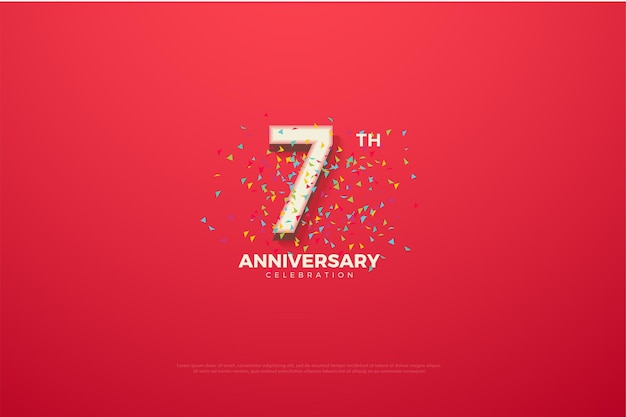 숫자와 낙서가있는 7 주년