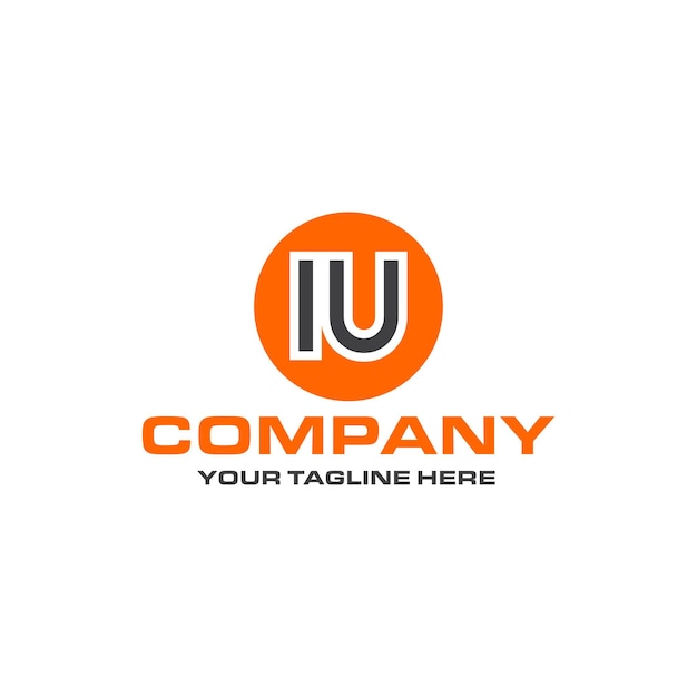 IU letter rounded shape logo design