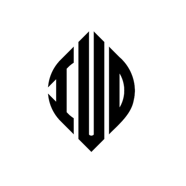 ベクトル 円と円の形状の iud エリプス文字のデザイン3つのイニシャルが円のロゴを形成する iud 円のエンブレムアブストラクトのモノグラム文字のマークベクトル