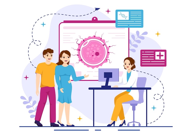 IVF or In Vitro Fertilization Illustration for Pregnancy and Doctors Research Fertilized Egg