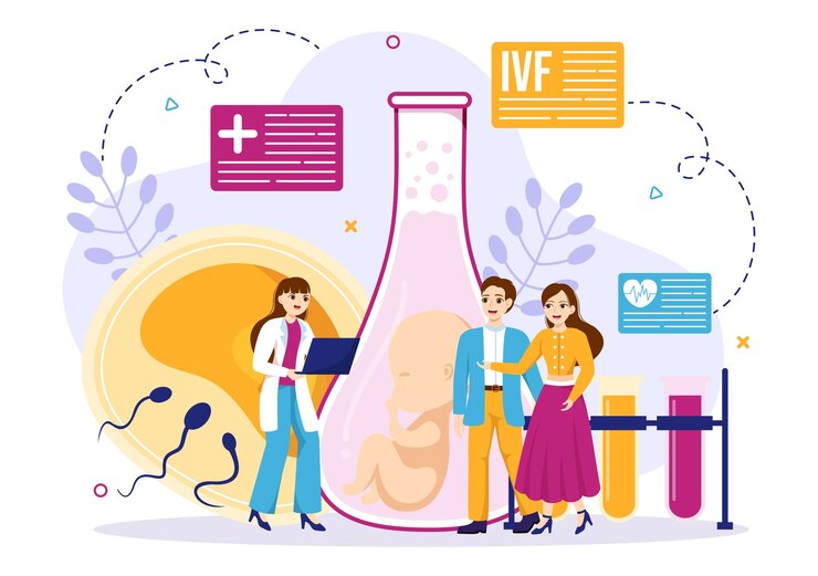 Vector ivf or in vitro fertilization illustration for pregnancy and doctors research fertilized egg