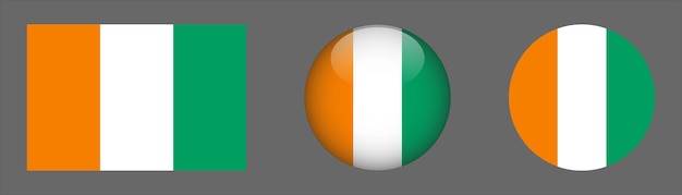 Ivory Coast Flag Set Collection Vector