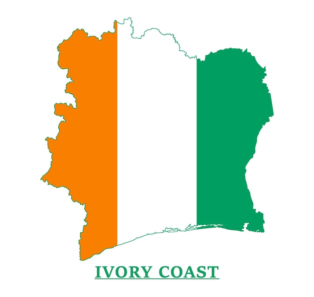 Ivory Coast National Flag Map Design, Illustration Of Ivory Coast Country Flag Inside The Map