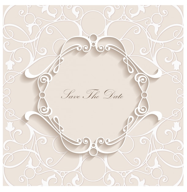 Vector ivory save the date frame template