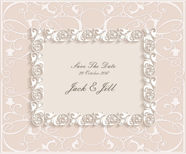 Vector ivory save the date frame template