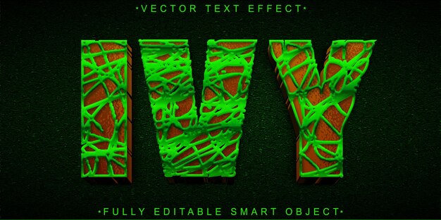 Vettore effetto di testo dell'oggetto intelligente ivy vector completamente modificabile