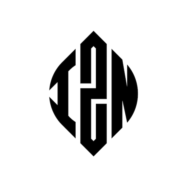 IZN circle letter logo design with circle and ellipse shape IZN ellipse letters with typographic style The three initials form a circle logo IZN Circle Emblem Abstract Monogram Letter Mark Vector