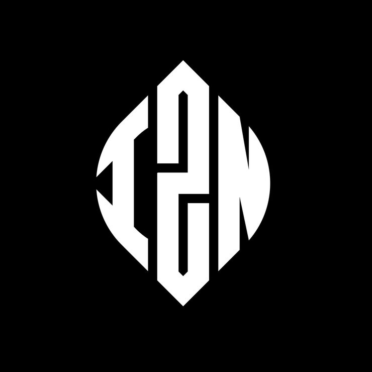 Vector izn circle letter logo design with circle and ellipse shape izn ellipse letters with typographic style the three initials form a circle logo izn circle emblem abstract monogram letter mark vector