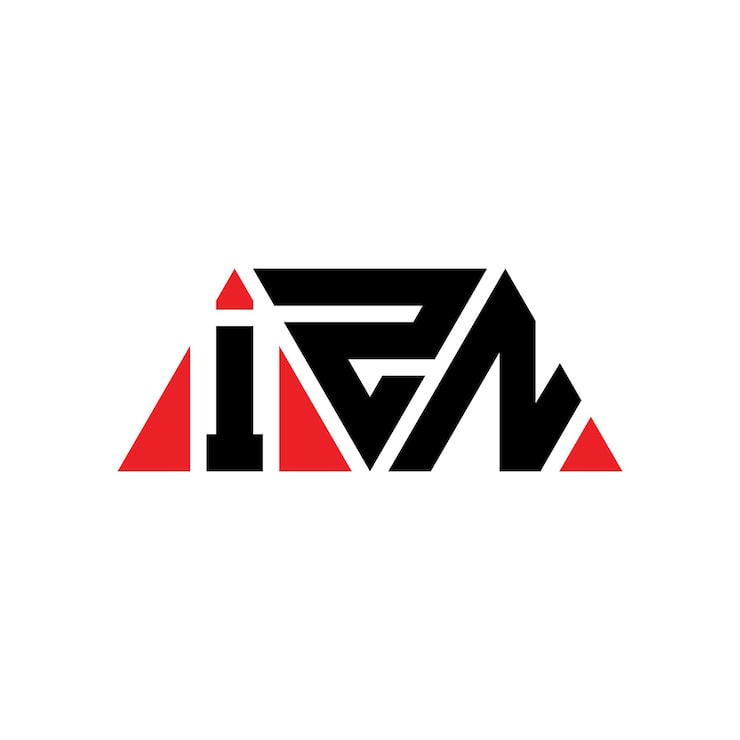 Vector izn triangle letter logo design with triangle shape izn triangle logo design monogram izn triangle vector logo template with red color izn triangular logo simple elegant and luxurious logo izn