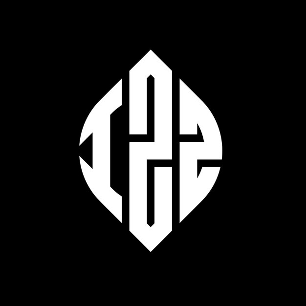IZZ circle letter logo design with circle and ellipse shape IZZ ellipse letters with typographic style The three initials form a circle logo IZZ Circle Emblem Abstract Monogram Letter Mark Vector