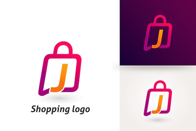 J brief boodschappentas e-commerce logo ontwerp vector