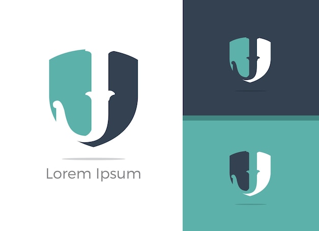 J brief logo ontwerp. Letter J in schildvorm vectorillustratie.