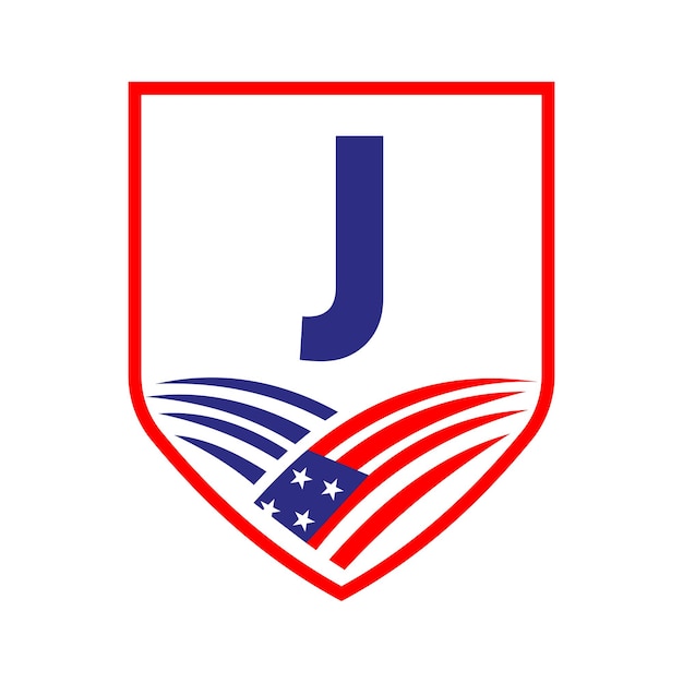 J Letter American Agriculture Logo Template Usa Agriculture Logotype Op het alfabet J Concept