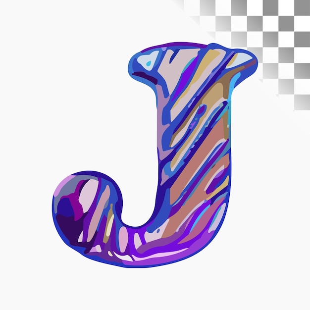 Вектор j буква дизайн стильный шрифт синий фиолетовый масляный рисунок алфавит