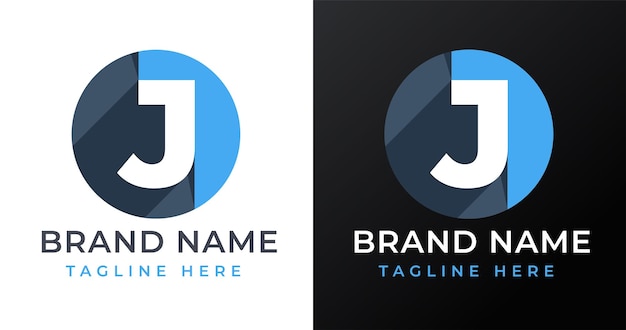 J letter logo design con stile a forma di cerchio