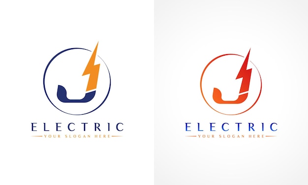 J Letter Logo With Lightning Thunder Bolt Vector Design Electric Bolt Letter J Logo Vector Illustration