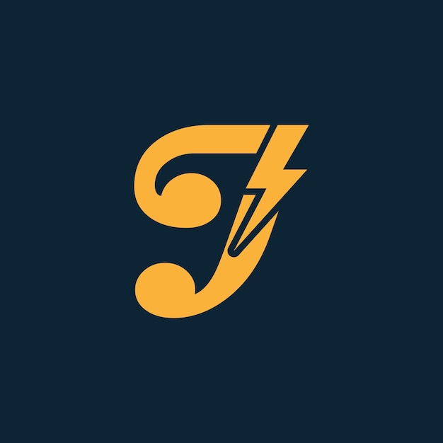 J Letter Logo With Lightning Thunder Bolt Vector Design Electric Bolt Letter J Logo Vector Illustration