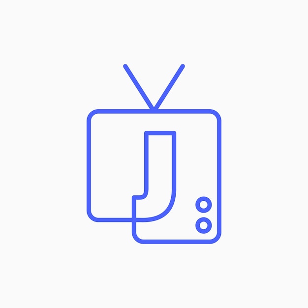 j letter mark channel television tv logo vector icon illustration