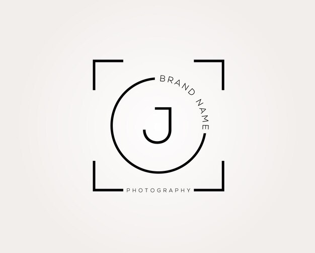 J-letterfotografie en camera kort logo-ontwerp