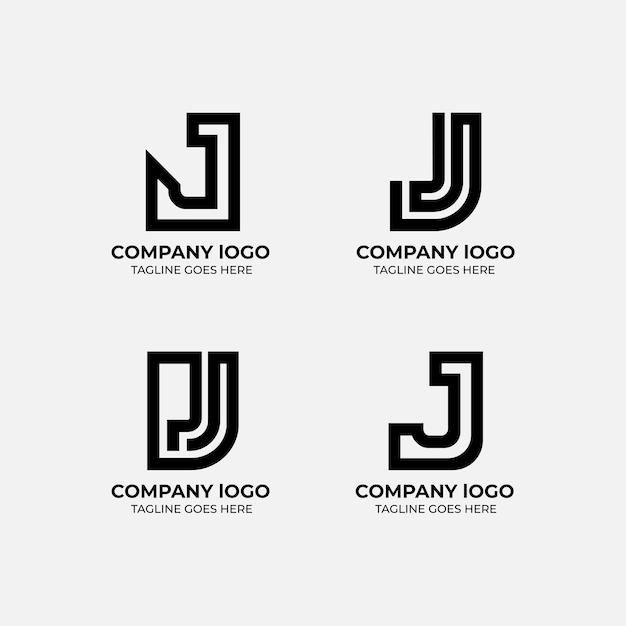 Vector j logo set platte ontwerp sjabloon collectie