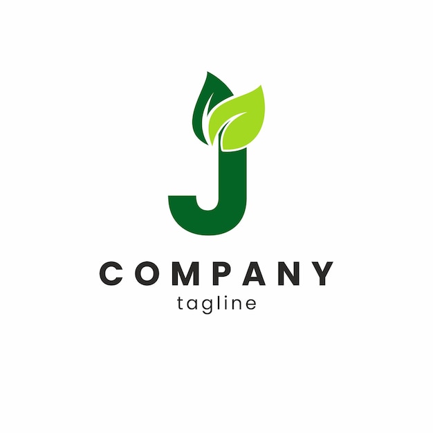 J organic leaf logo vector