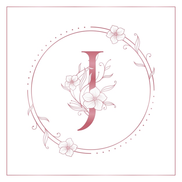 Vector j rose gold floral circle elegant logo