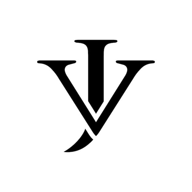 J와 v 글자 로고 디자인 간단하고 우아합니다.