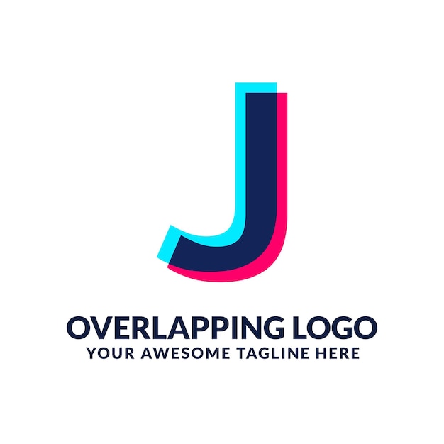 J яркий и красочный оверлей перекрытие буквы логотипа значок алфавита иллюстрации