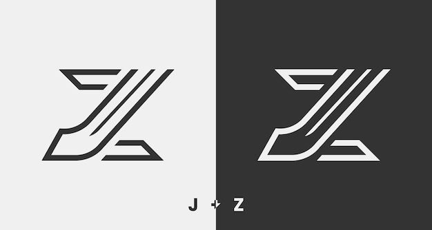 Vettore j e z combinazione logo design su sfondo bianco e nero