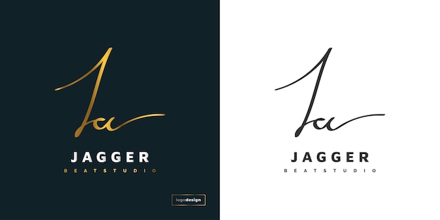 JA eerste logo-ontwerp met handschriftstijl. Elegant JA Signature Logo of symbool voor zakelijke identiteit