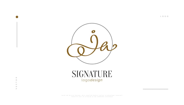 JA Initial Signature Logo Design in elegante en minimalistische handschriftstijl Initial J en A Logo Design for Wedding Fashion Jewelry Boutique en Business Brand Identity