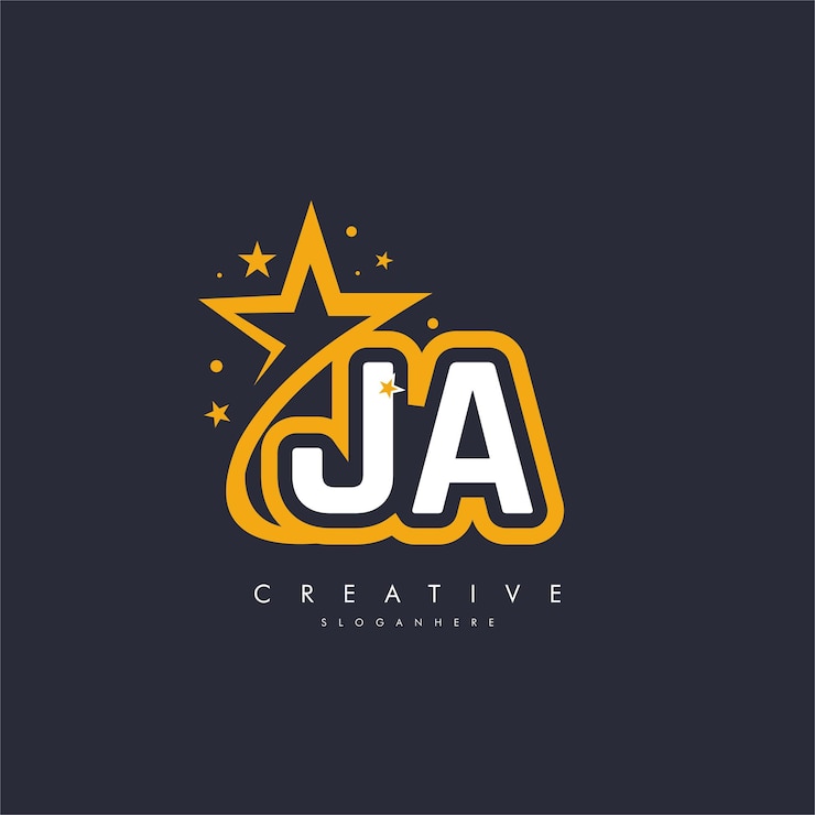 Vector ja letter aj star logo icoonontwerp creatief sjabloon voor bedrijf en bedrijf