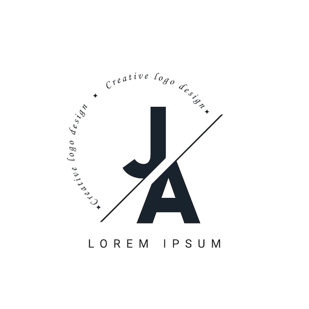 JA Letter Logo Design with a Creative Cut Creative logo design