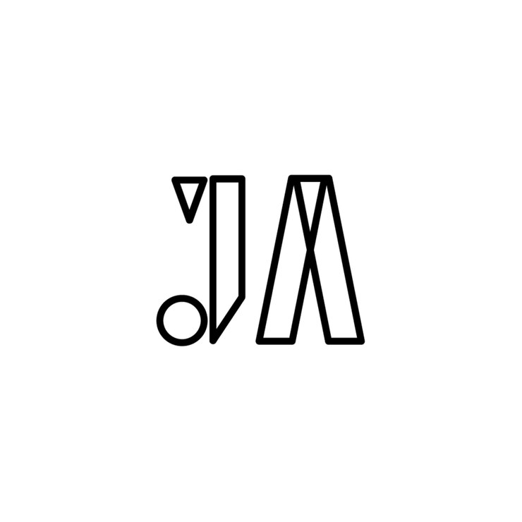Vector ja monogram logo ontwerp letter tekst naam symbool monochrome logotype alfabet karakter eenvoudig logo