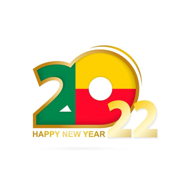 Jaar 2022 met Benin Flag-patroon. Gelukkig Nieuwjaar ontwerp.