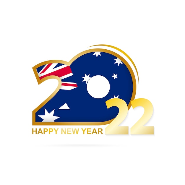 Jaar 2022 met het patroon van de vlag van Australië. Gelukkig Nieuwjaar ontwerp.