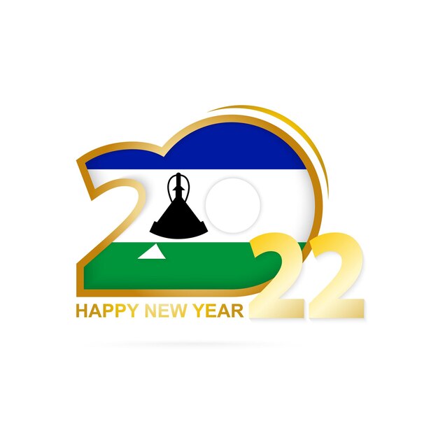 Jaar 2022 met het patroon van de vlag van Lesotho. Gelukkig Nieuwjaar ontwerp.